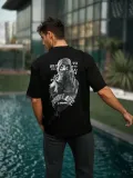 ERKEK Baskılı Oversize T-Shirt - Siyah