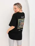 ERKEK Baskılı Oversize T-Shirt - Siyah