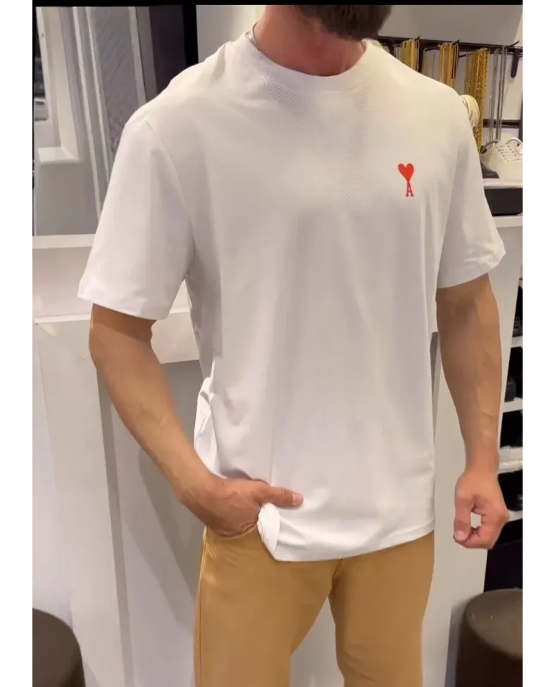 Erkek  Bisiklet Yaka Baskılı Oversize T-Shirt - Beyaz