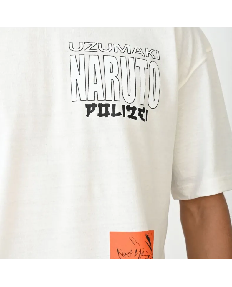 Erkek  Bisiklet Yaka Baskılı Oversize T-Shirt - Beyaz