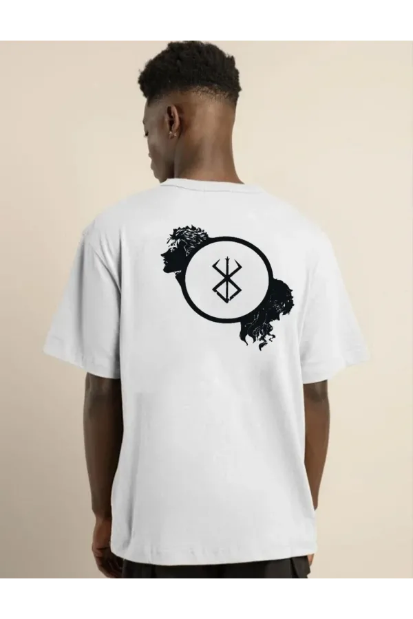 ERKEK Bisiklet Yaka Baskılı Oversize T-Shirt - Beyaz