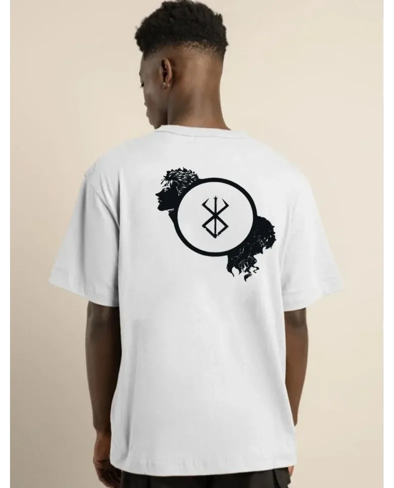 ERKEK Bisiklet Yaka Baskılı Oversize T-Shirt - Beyaz