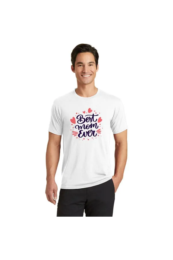 ERKEK Bisiklet Yaka Baskılı Oversize T-Shirt - Beyaz