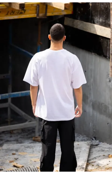 Erkek Baskılı T-Shirt Kısa Kol Bisiklet Yaka Regular Fit Rahat Kalıp Günlük Tişört - Beyaz