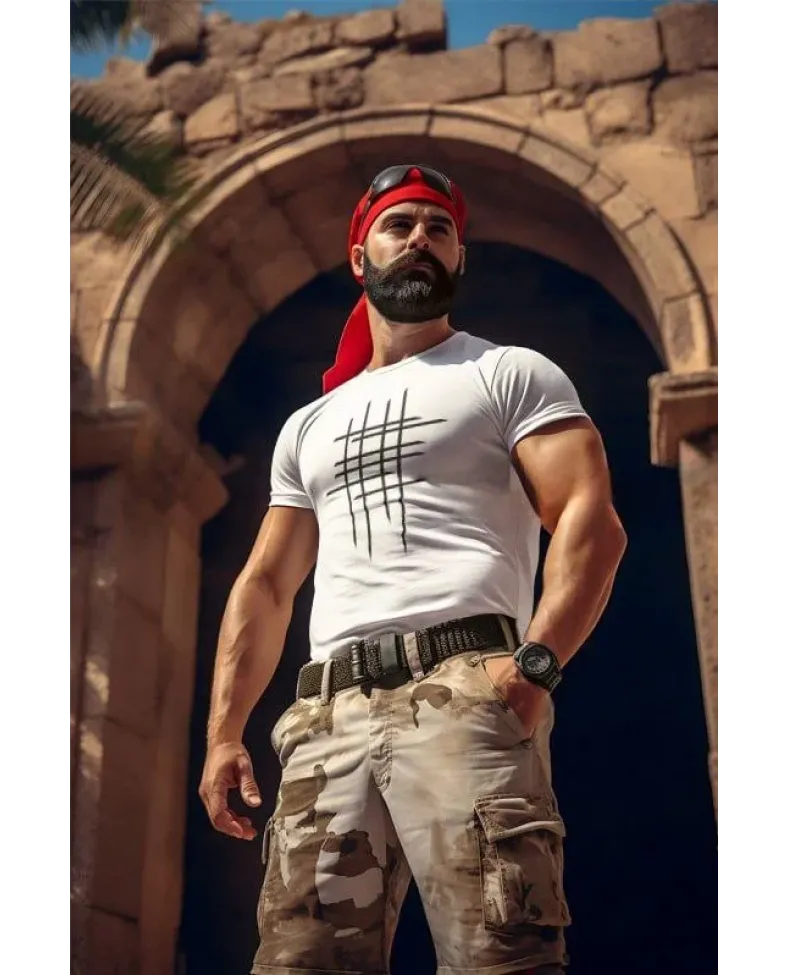 ERKEK Bisiklet Yaka Baskılı Oversize T-Shirt - Beyaz