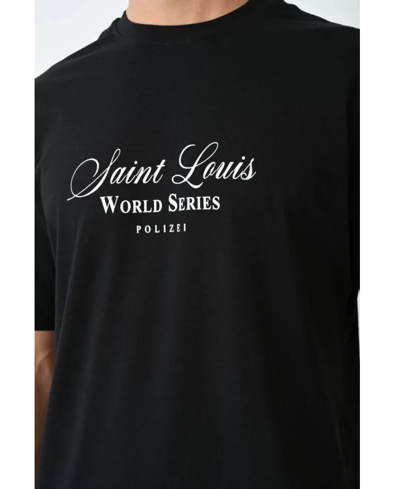 ERKEK Bisiklet Yaka Baskılı Oversize T-Shirt - Siyah