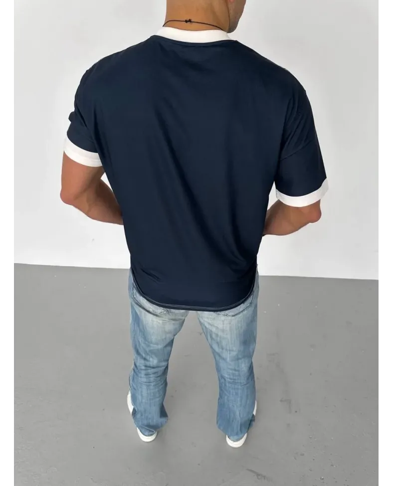 ERKEK Bisiklet Yaka Baskılı Oversize T-Shirt - Siyah