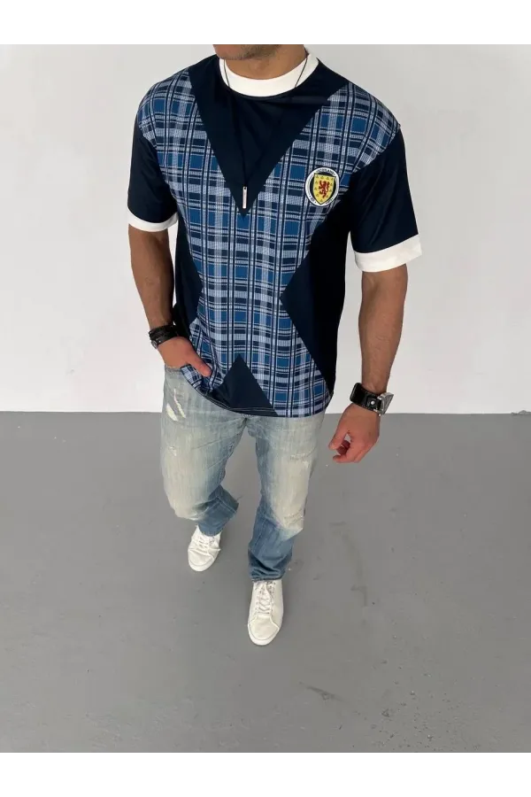 ERKEK Bisiklet Yaka Baskılı Oversize T-Shirt - Siyah