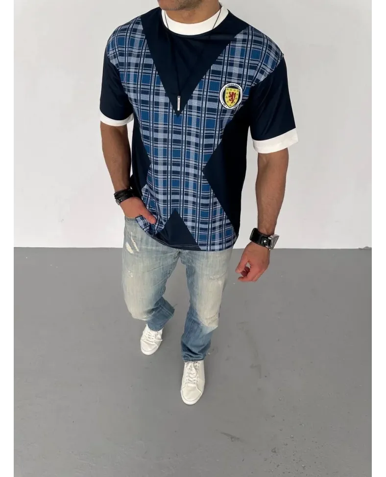 ERKEK Bisiklet Yaka Baskılı Oversize T-Shirt - Siyah