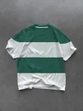 Erkek  Kısa kol Bisiklet Yaka Parçalı T-Shirt - Yeşil