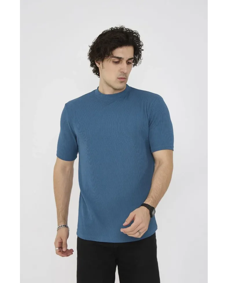 ERKEK Bisiklet Yaka T-Shirt- Turkuaz