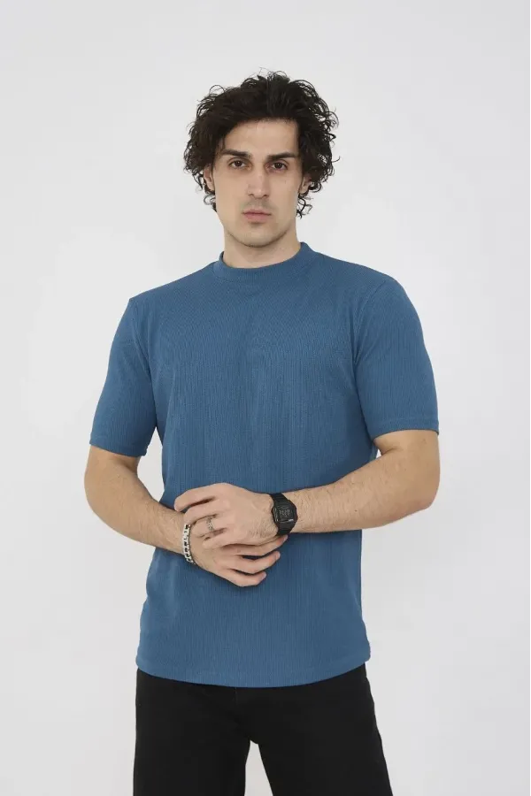 ERKEK Bisiklet Yaka T-Shirt- Turkuaz