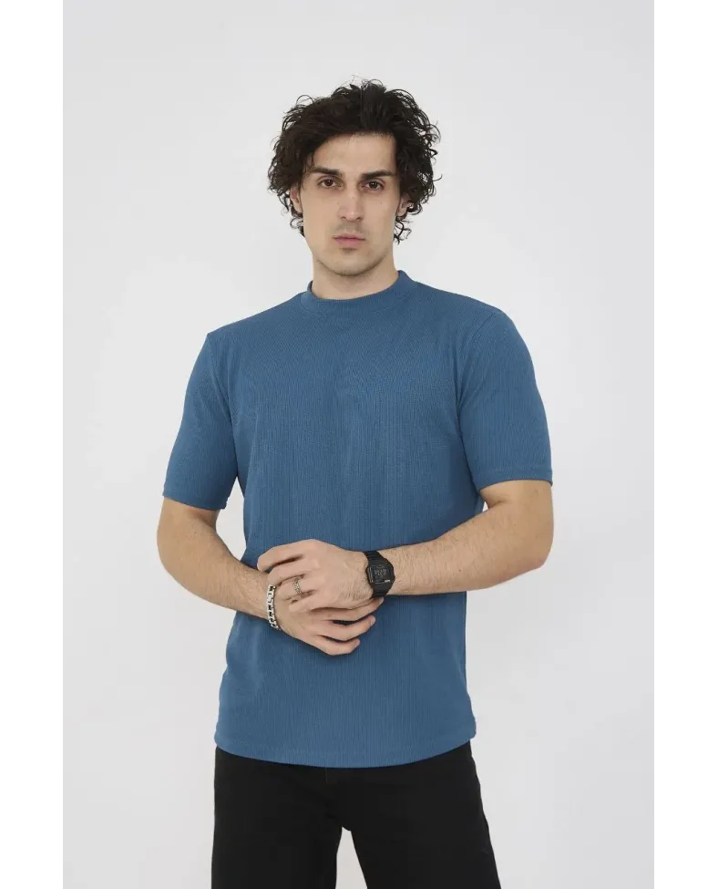 ERKEK Bisiklet Yaka T-Shirt- Turkuaz