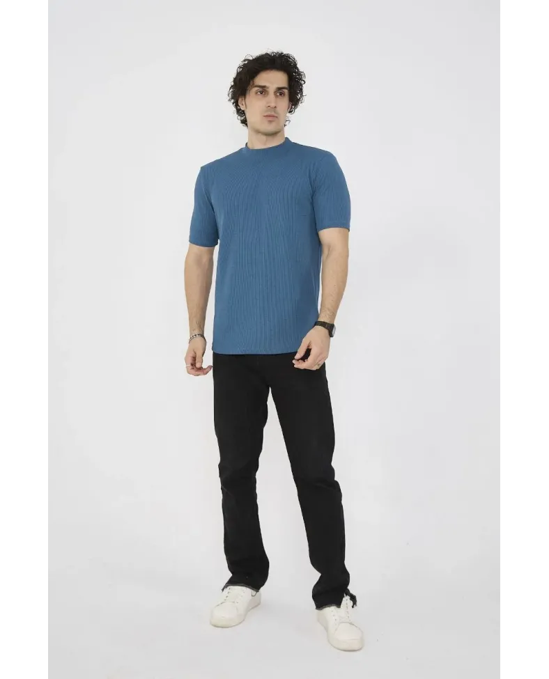 ERKEK Bisiklet Yaka T-Shirt- Turkuaz