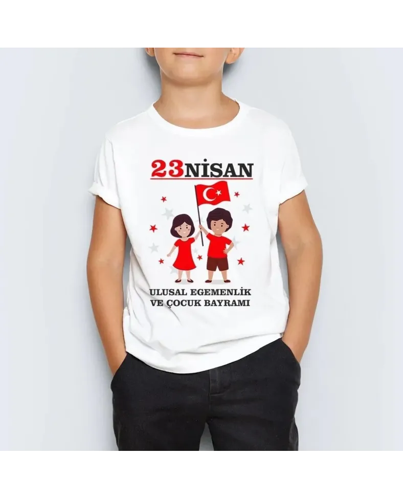Unisex Çocuk Baskılı T-Shirt - Beyaz