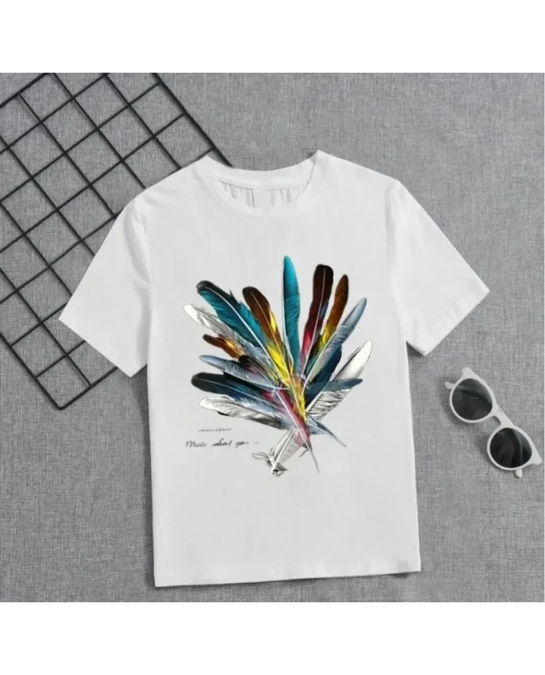 Kız Çocuk Baskılı T-Shirt - Beyaz