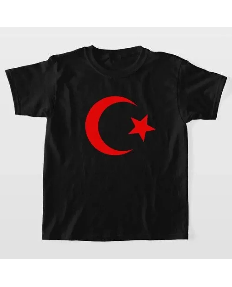 Unisex Çocuk Baskılı T-Shirt - Siyah