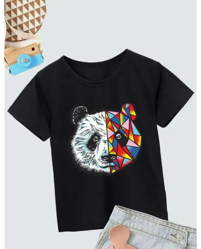 Unisex Çocuk Baskılı T-Shirt - Siyah