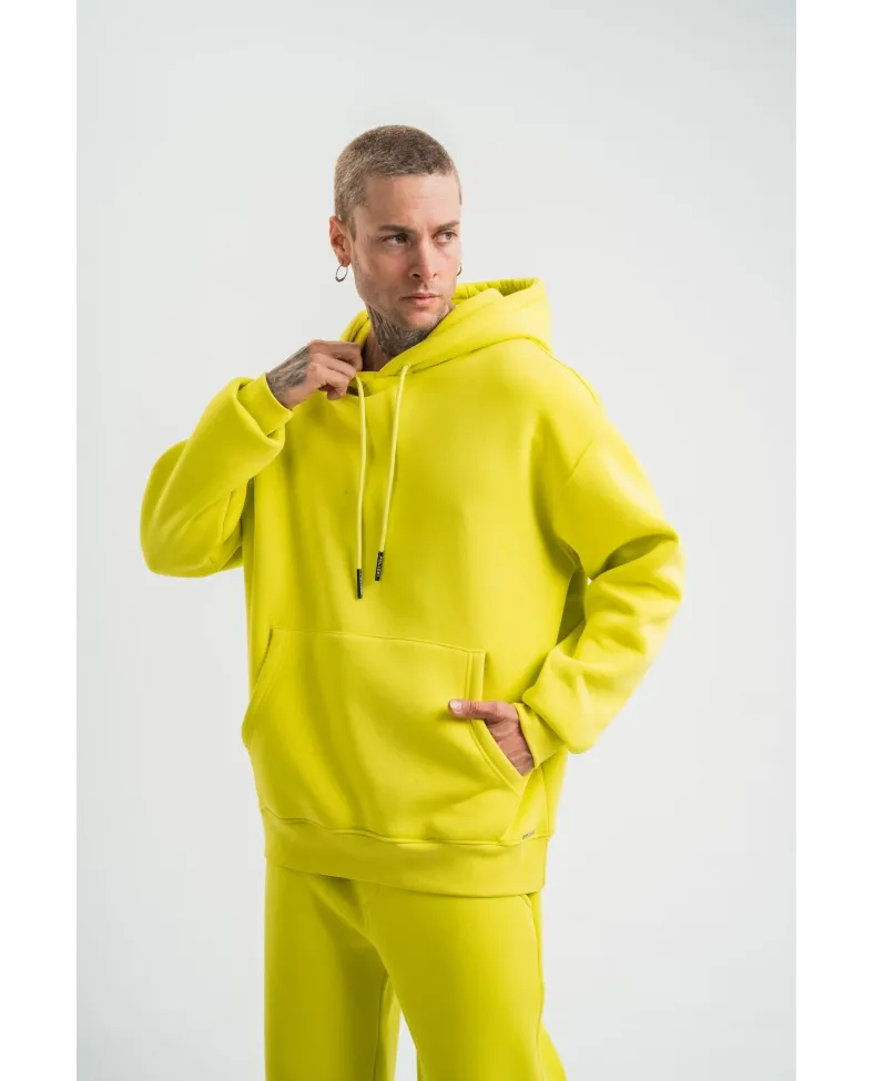 ERKEK Double Oversize Kapşonlu SweatShirt - Sarı