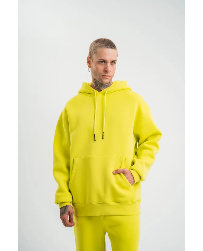 ERKEK Double Oversize Kapşonlu SweatShirt - Sarı