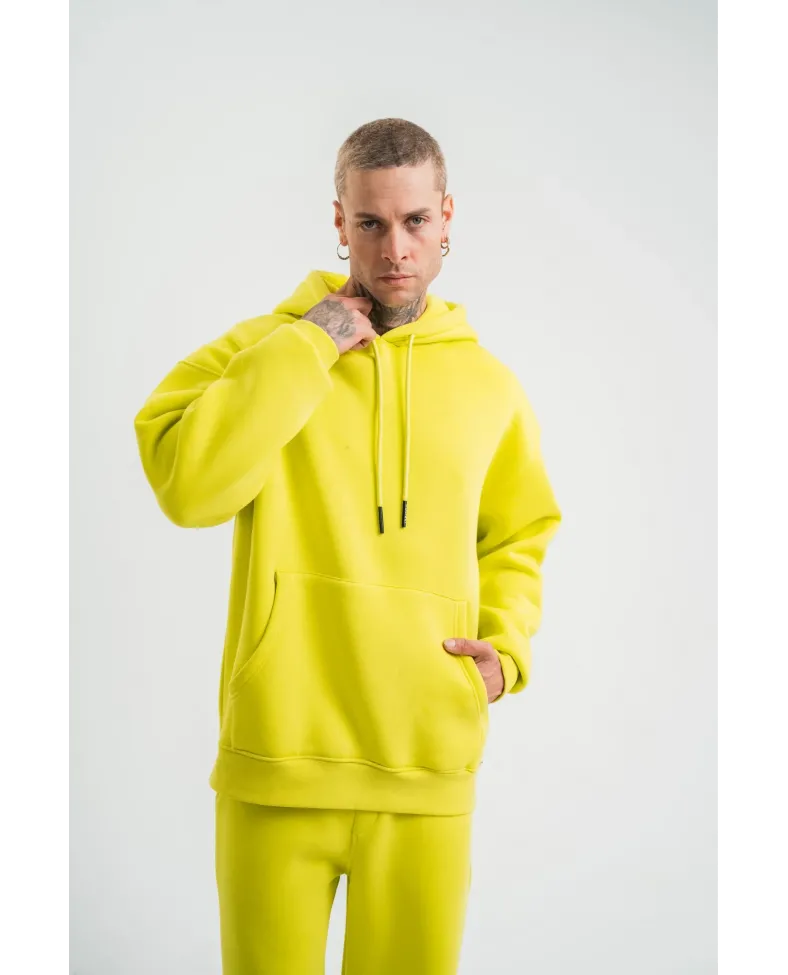ERKEK Double Oversize Kapşonlu SweatShirt - Sarı