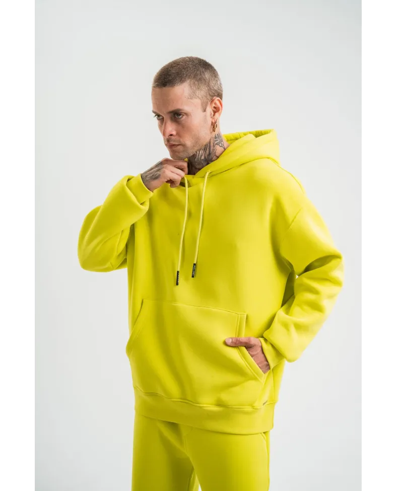 ERKEK Double Oversize Kapşonlu SweatShirt - Sarı
