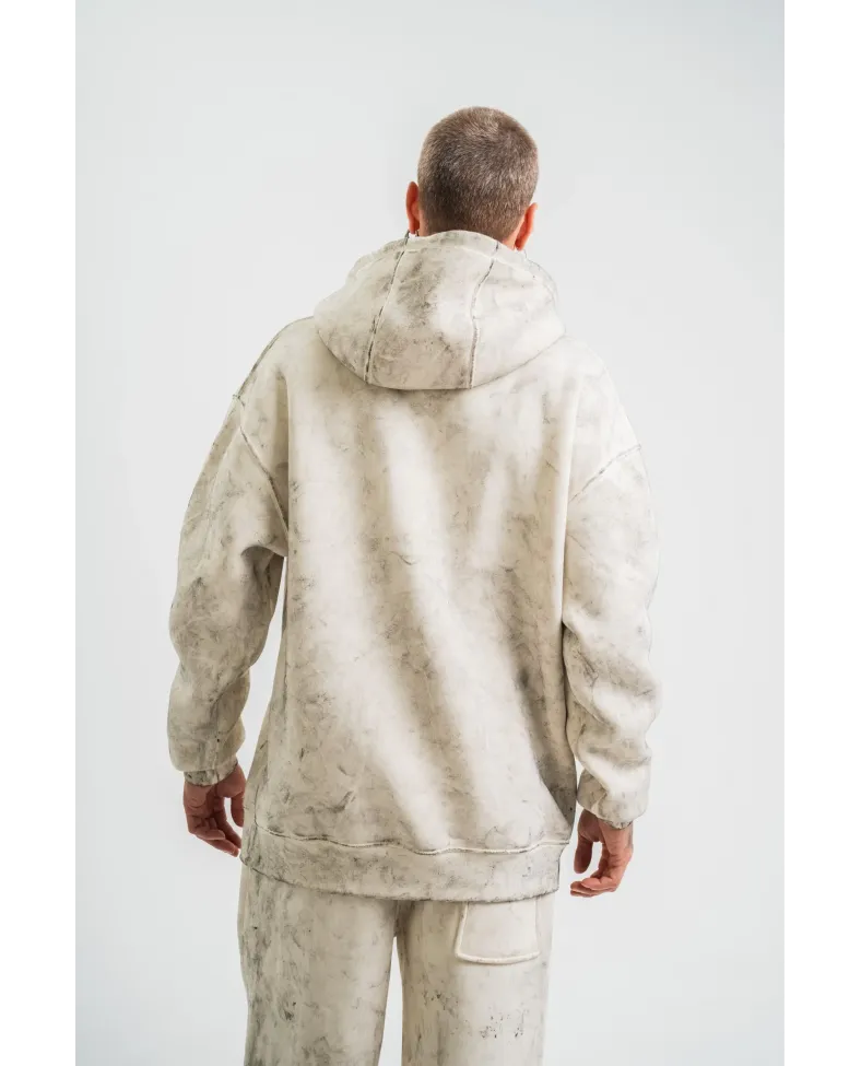 ERKEK Double Oversize Kapşonlu Yıkamalı SweatShirt - Krem