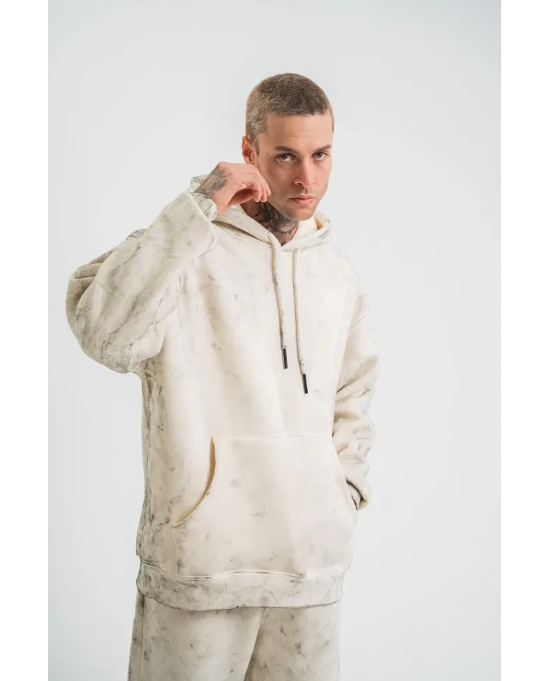 ERKEK Double Oversize Kapşonlu Yıkamalı SweatShirt - Krem