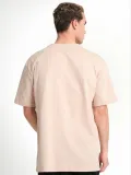 ERKEK Düz Biskilet Yaka Oversize T-shirt - Bej