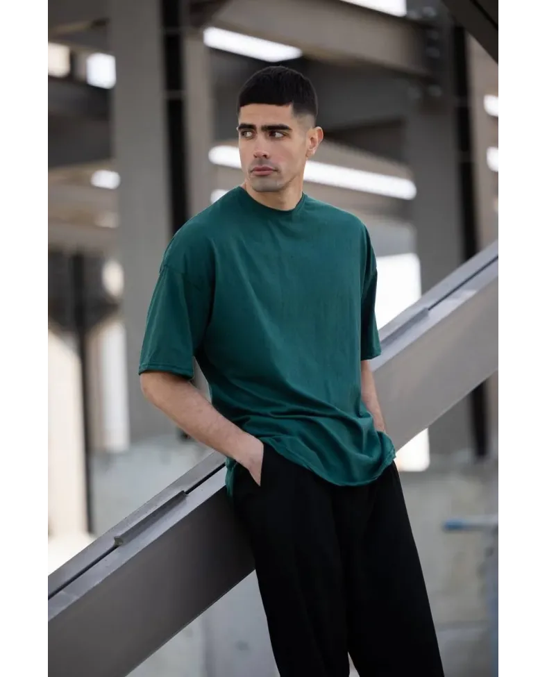 Erkek Düz T-Shirt Kısa Kol Bisiklet Yaka Regular Fit Rahat Kalıp Günlük Tişört - Haki