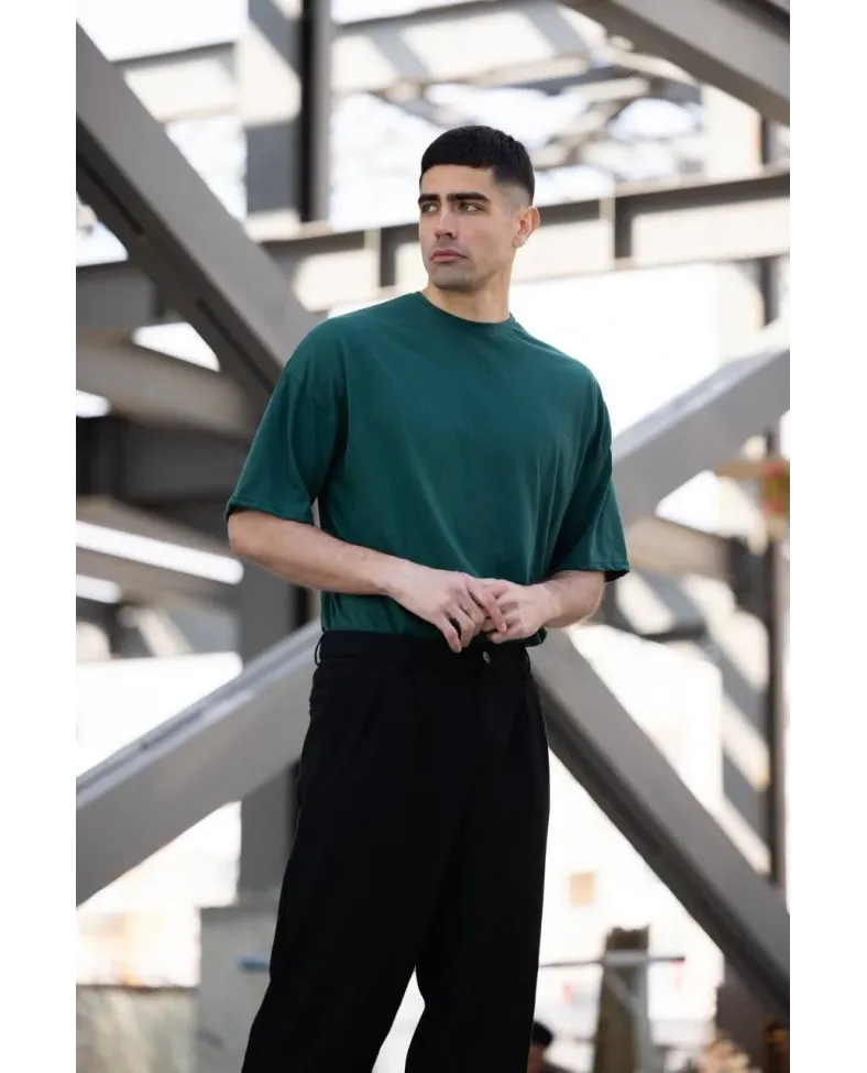 Erkek Düz T-Shirt Kısa Kol Bisiklet Yaka Regular Fit Rahat Kalıp Günlük Tişört - Haki