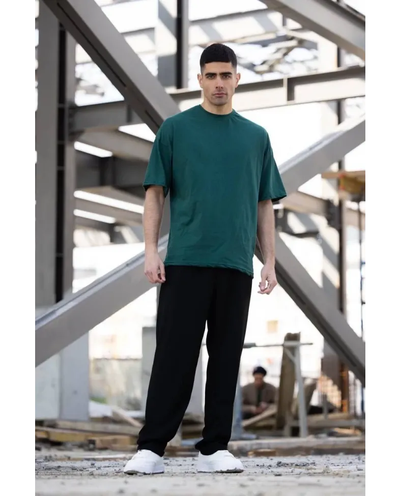 Erkek Düz T-Shirt Kısa Kol Bisiklet Yaka Regular Fit Rahat Kalıp Günlük Tişört - Haki