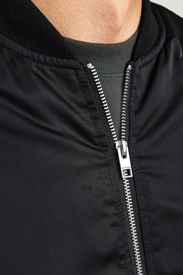 Erkek Siyah Bomber Mont Fermuarlı Cepli Kapitone Astarlı Ceket Kış Kullanıma Uygun - Siyah