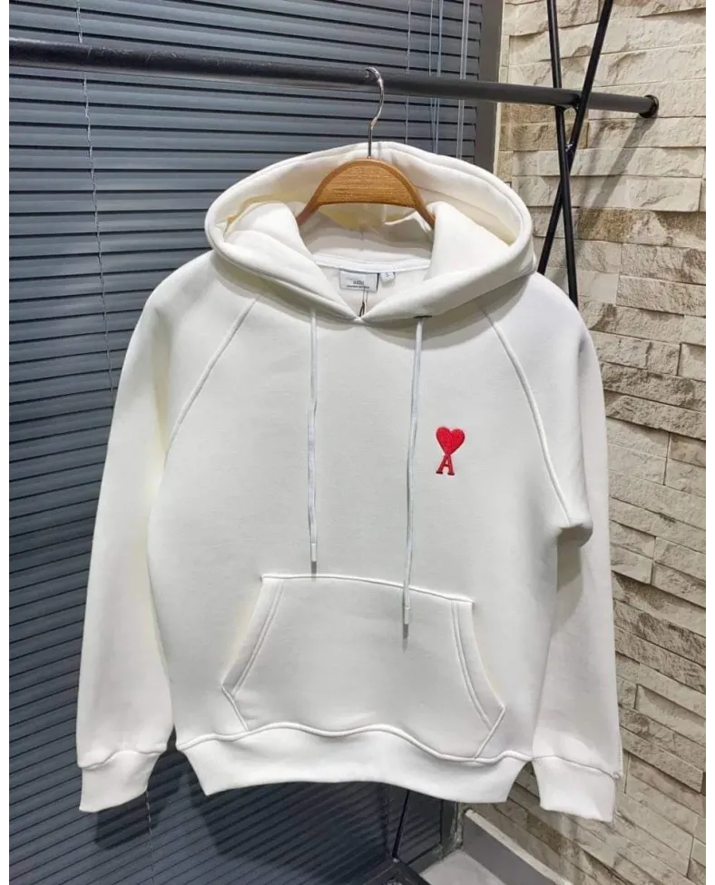 Kadın Kapşonlu Baskılı Sweetshirt - Beyaz