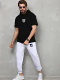 Unisex Kapşonlu Oversize T-Shirt Takım - Siyah