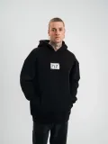 ERKEK 3 İplik Pamuklu Kapüşonlu Patchli Nakışlı Hoodie SweatShirt - Siyah