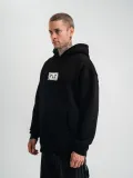 ERKEK 3 İplik Pamuklu Kapüşonlu Patchli Nakışlı Hoodie SweatShirt - Siyah
