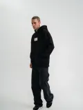 ERKEK 3 İplik Pamuklu Kapüşonlu Patchli Nakışlı Hoodie SweatShirt - Siyah