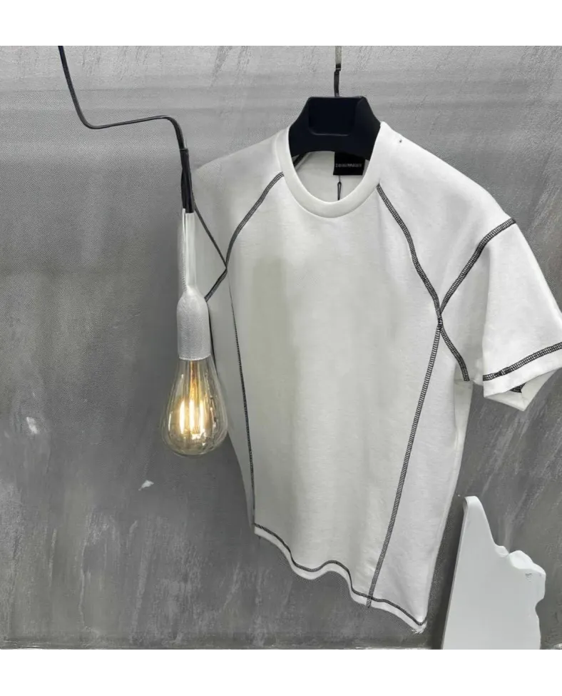 Unisex Karoyaka Dikişli Oversize T-Shirt - Beyaz