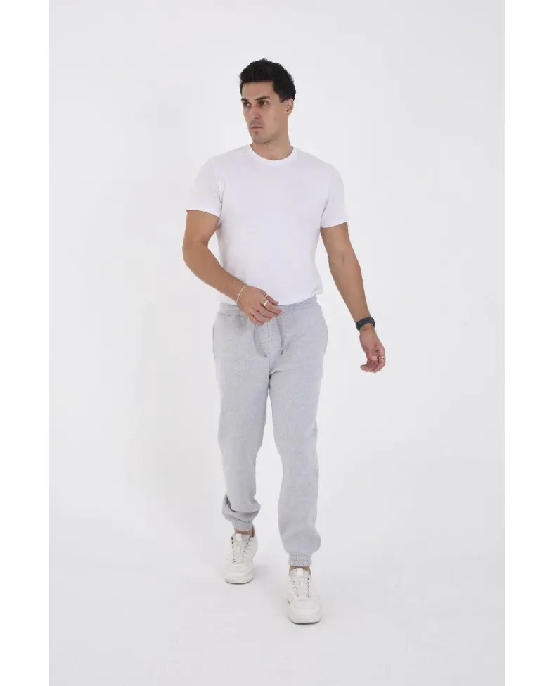 ERKEK Kışlık Üç İplik Lastikli Eşofman Pantolon - Gri