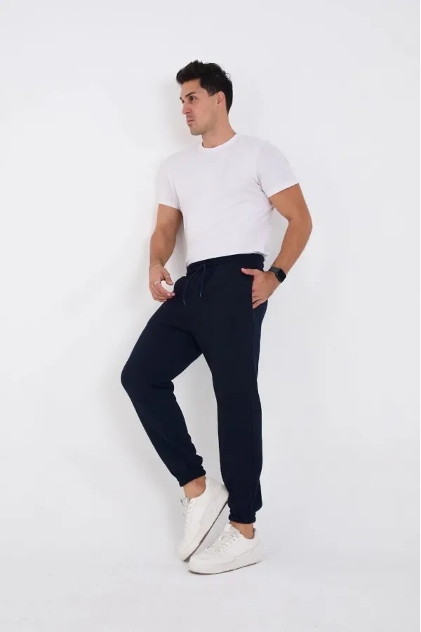 ERKEK Kışlık Üç İplik Lastikli Eşofman Pantolon - Lacivert