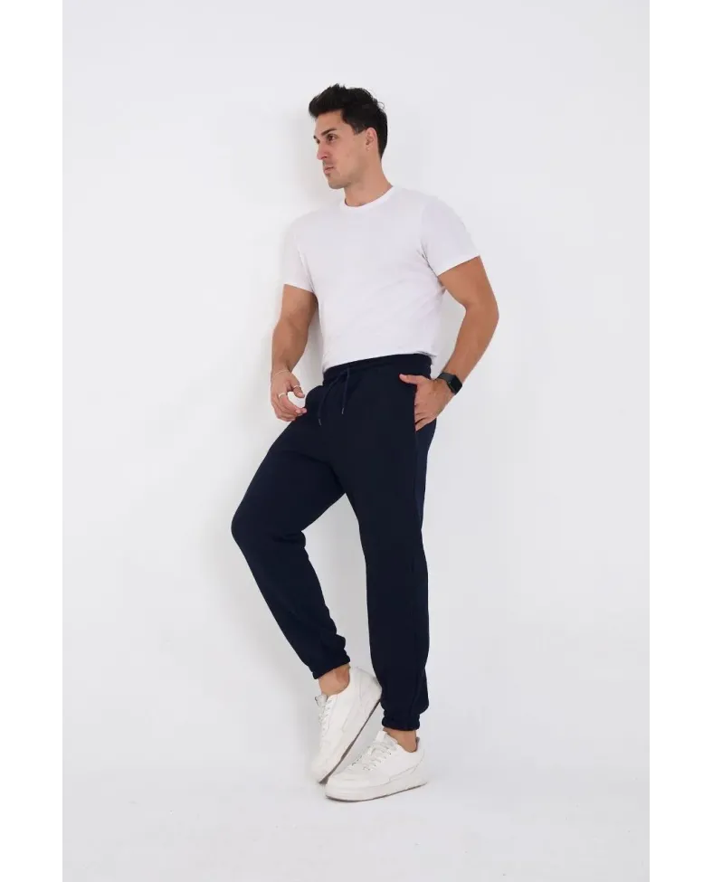 ERKEK Kışlık Üç İplik Lastikli Eşofman Pantolon - Lacivert