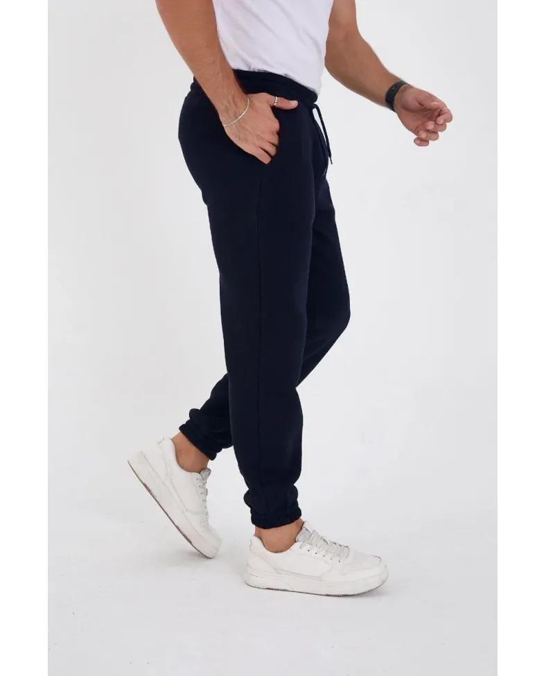 ERKEK Kışlık Üç İplik Lastikli Eşofman Pantolon - Lacivert