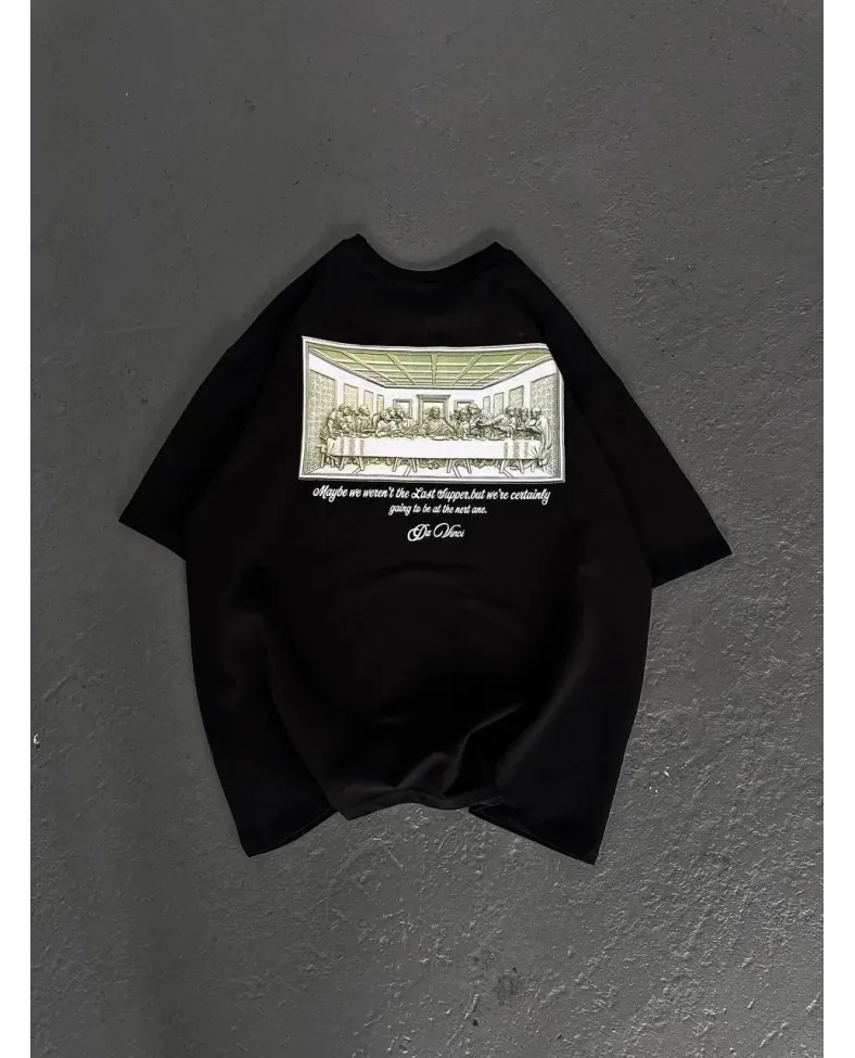 ERKEK Baskılı Oversize T-Shirt - Siyah