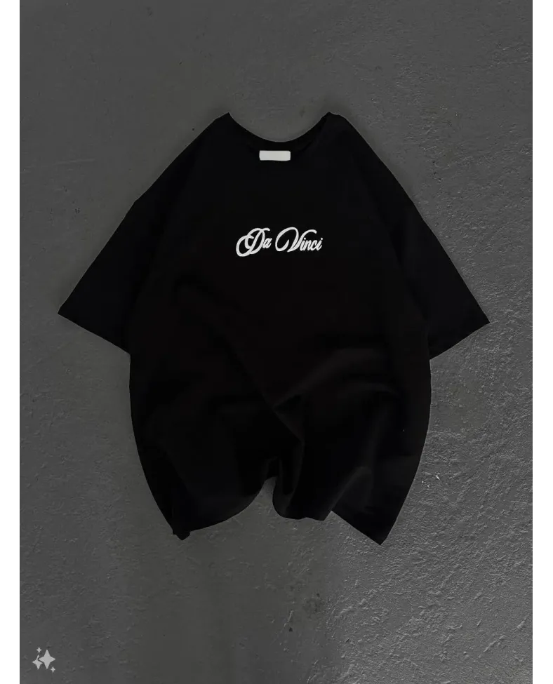 ERKEK Baskılı Oversize T-Shirt - Siyah