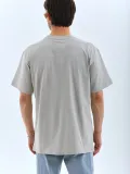 ERKEK Oversize Taşlı Bisiklet Yaka T-Shirt - Gri