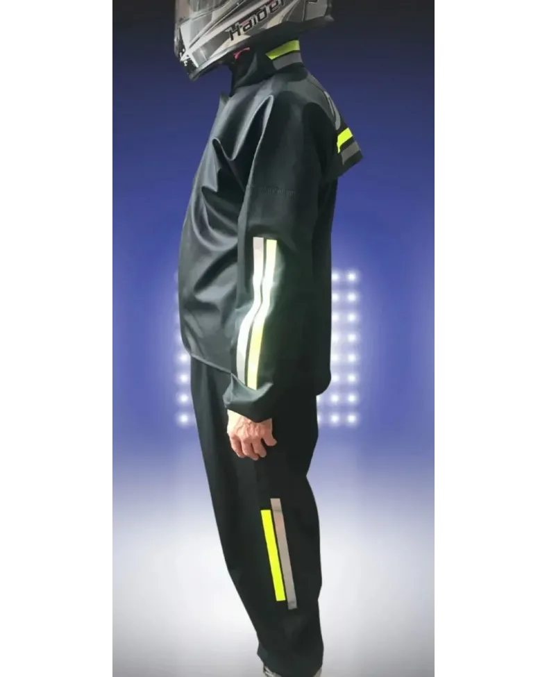 ERKEK Tam Kalıp Motorcu Kurye Su Gecirmez Yağmurluk Takım - Siyah