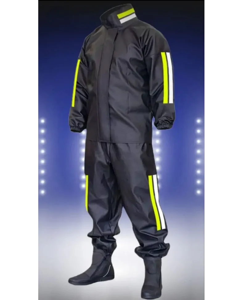 ERKEK Tam Kalıp Motorcu Kurye Su Gecirmez Yağmurluk Takım - Siyah