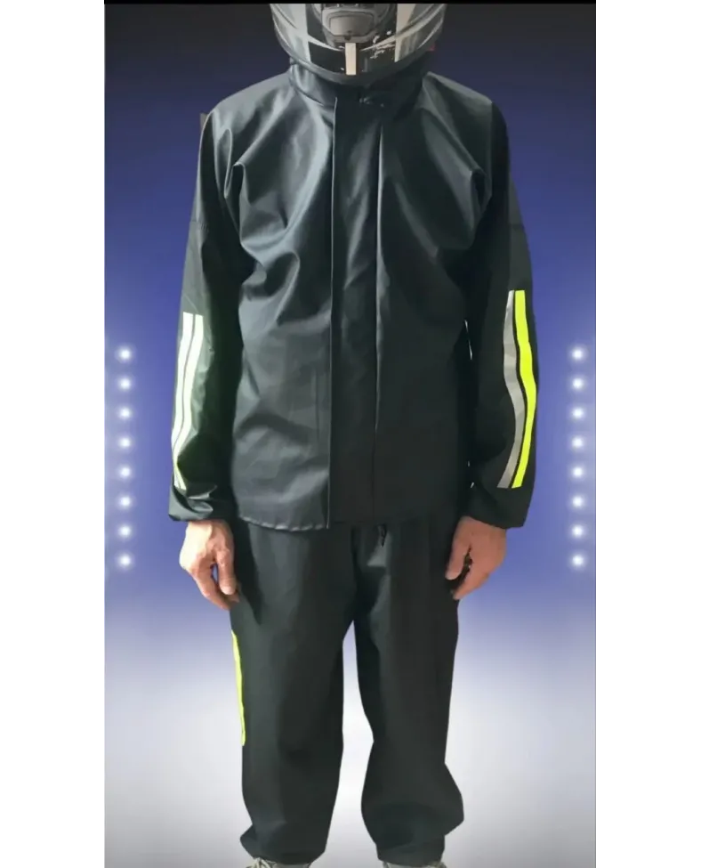ERKEK Tam Kalıp Motorcu Kurye Su Gecirmez Yağmurluk Takım - Siyah