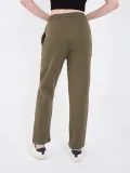 Kadın 3 İplik Pamuklu Boru Paçası Cepli Eşofman Pantolon - Hakİ